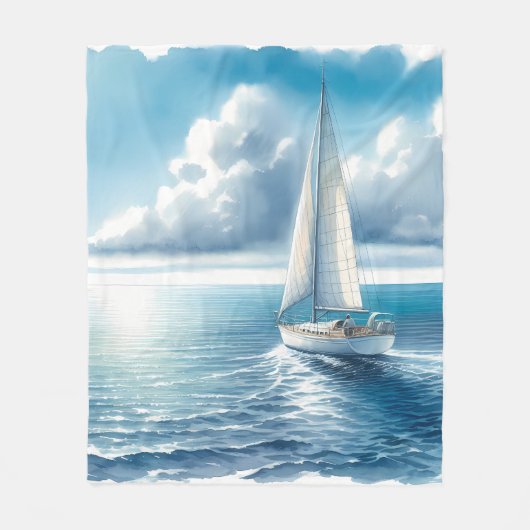 Blue Horizon Solitary Sailboat Fleecedecke (Vorderseite)
