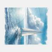 Blue Horizon Solitary Sailboat Fleecedecke (Vorderseite (Horizontal))