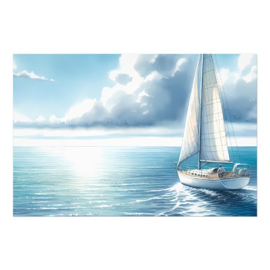 Blue Horizon Solitary Sailboat Fotodruck (Vorne)