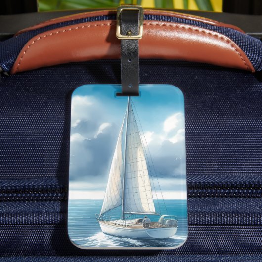 Blue Horizon Solitary Sailboat Gepäckanhänger (Vorderseite Insitu 2)