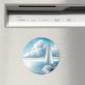 Blue Horizon Solitary Sailboat Magnet (In Situ (Geschirrspüler))