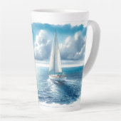 Blue Horizon Solitary Sailboat Milchtasse (Rechte Ecke)
