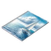 Blue Horizon Solitary Sailboat Notizblock (Linke Seite)