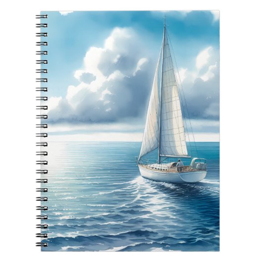 Blue Horizon Solitary Sailboat Notizblock (Vorderseite)