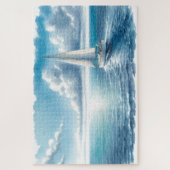 Blue Horizon Solitary Sailboat Puzzle (Vertikal)