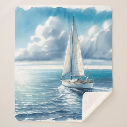 Blue Horizon Solitary Sailboat Sherpadecke (Vorderseite)