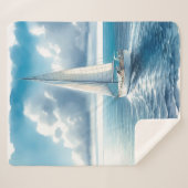 Blue Horizon Solitary Sailboat Sherpadecke (Vorderseite (Horizontal))
