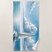 Blue Horizon Solitary Sailboat Strandtuch (Vorderseite)