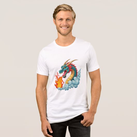 Blue horned dragon Tri-Blend shirt (Vorderseite voll)