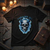 Blue Horned Skull "Conquer All" Graphic T-Shirt
