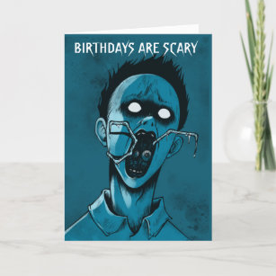 Blue Horror Monster Custom Zombie Birthday Karte