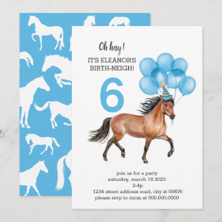 Blue Horse Birthday //Oh, Hay It's Your Birth-Nigh Einladung