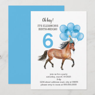 Blue Horse Birthday //Oh, Hay It's Your Birth-Nigh Einladung