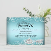Blue Horse Carriage Princess Sweet 16 Invite Einladung (Stehend Vorderseite)