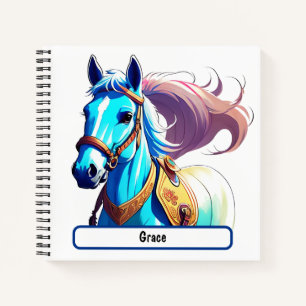 Blue Horse Notebook mit individueller Nametag Notizblock