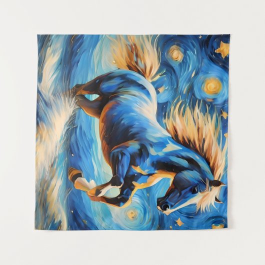 Blue Horse Tapest Wandteppich (Vorderseite (Horizontal))