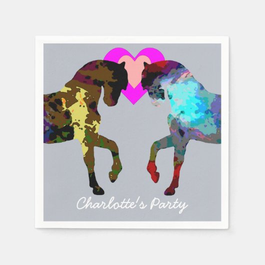 Blue Horses Personalisiert Paper Napkins Serviette (Vorderseite)