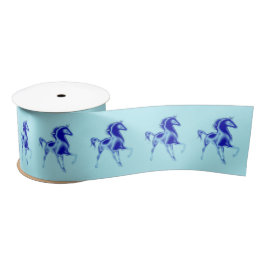 Blue Horses Satin Ribbon Satinband