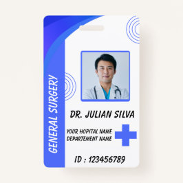 Blue Hospital Employee ID Badge Template Ausweis