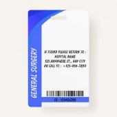 Blue Hospital Employee ID Badge Template Ausweis (Rückseite)