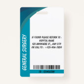 Blue Hospital Employee ID Badge Template Ausweis (Rückseite)