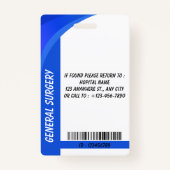 Blue Hospital Employee ID Badge Template Ausweis (Rückseite)