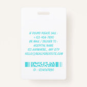 Blue Hospital Employee Name ID Badge Ausweis (Rückseite)