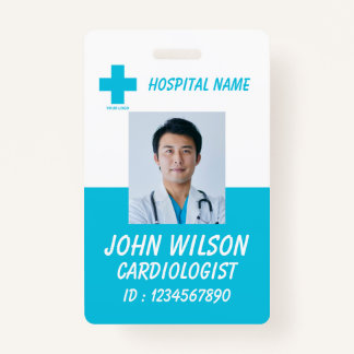 Blue Hospital Employee Name ID Badge Ausweis