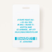 Blue Hospital Employee Name ID Badge Ausweis (Rückseite)