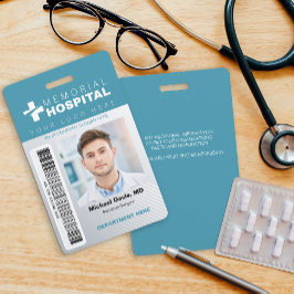 Blue Hospital ID Abzeichen mit Foto und Barcode Ausweis