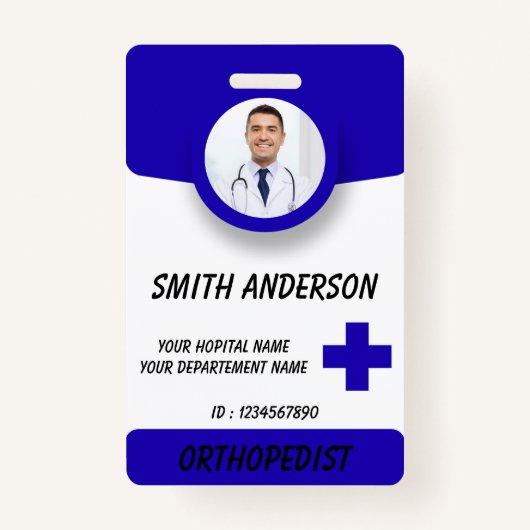 Blue Hospital Logo Employee Photo ID Badge Ausweis (Vorderseite)