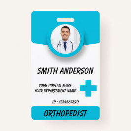 Blue Hospital Logo Employee Photo ID Badge Ausweis