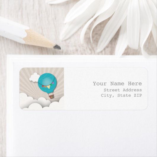 Blue Hot Air Ballon Address Label (Insitu)