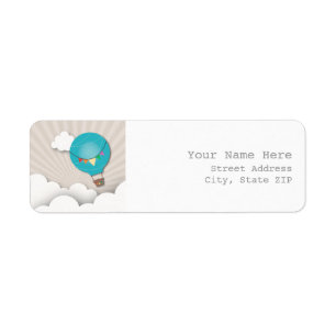 Blue Hot Air Ballon Address Label