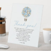 Blue Hot Air Ballon Baby Dusche Danke Gedicht Sockelschild (In Situ)