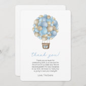 Blue Hot Air Ballon Baby Dusche Danke Karte (Vorne/Hinten)