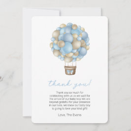 Blue Hot Air Ballon Baby Dusche Danke Karte