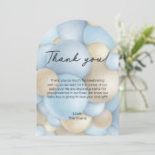 Blue Hot Air Ballon Baby Dusche Danke Karte (Stehend Vorderseite)