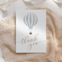 Blue Hot Air Ballon Baby Dusche Danke Karte