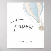 Blue Hot Air Ballon Baby Dusche Favorit Schild (Vorne)