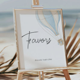 Blue Hot Air Ballon Baby Dusche Favorit Schild