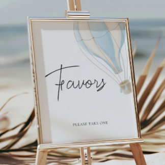 Blue Hot Air Ballon Baby Dusche Favorit Schild