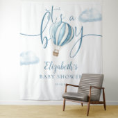 Blue Hot Air Ballon Baby Dusche Foto Hintergrund Wandteppich (Beispiel)