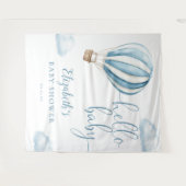 Blue Hot Air Ballon Baby Dusche Foto Hintergrund Wandteppich (Vorderseite (Horizontal))