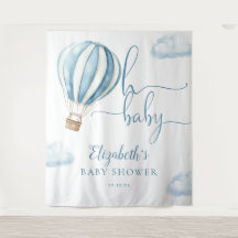 Blue Hot Air Ballon Baby Dusche Foto Hintergrund