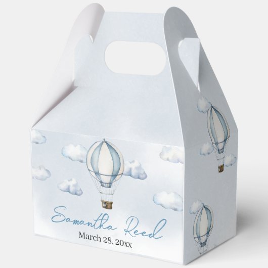 Blue Hot Air Ballon Baby Dusche Gefallen Box Geschenkschachtel (Vorderseite)