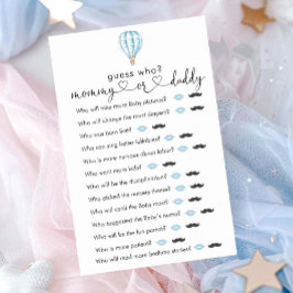 Blue Hot Air Ballon Baby Dusche "Guess Who" Spiel