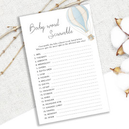 Blue Hot Air Ballon Baby Dusche Word Scramble