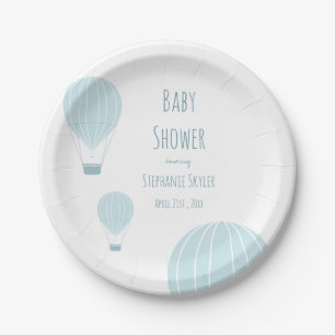 Blue Hot Air Ballon   Baby Shower Paper Plate Pappteller