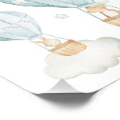 Blue Hot Air Ballon, Bär, Bunny, Boy Kinderzimmer Fotodruck (Ecke)